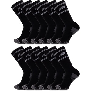 New Balance Unisex Adult Performance Cushioned Crew Socks – 6 & 12 Pairs – Moisture Wicking(Black (12 Pairs))