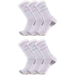 New Balance Unisex Adult Performance Cushioned Crew Socks – 6 & 12 Pairs – Moisture Wicking(White (6 Pairs))