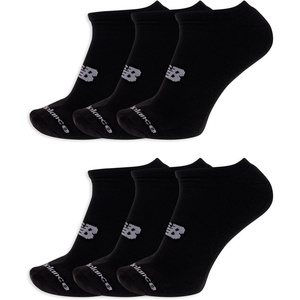 New Balance Unisex Adult Performance Cushioned No Show Socks – 6 & 12 Pairs – Moisture Wicking(Black (6 Pairs))