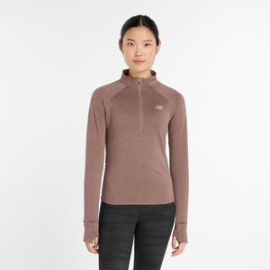 New Balance womens Athletics Heat Grid 1/2 Zip(Earth Shadow Heather)