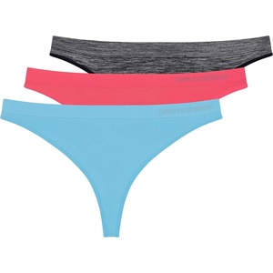 New Balance womens Ultra Comfort Performance Seamless Thong Underwear (3 Pack) Thong Panties(Guava/Bluefish/Dk Hthr)