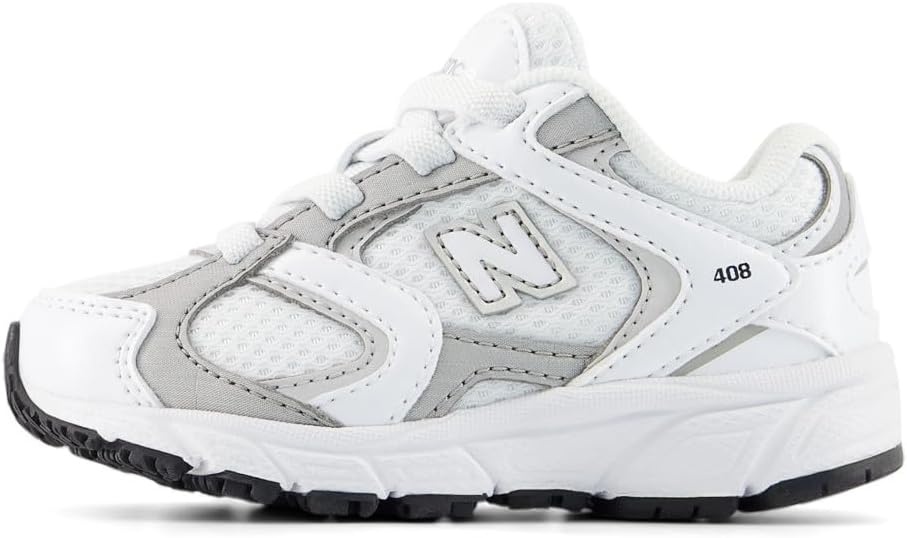 image:imageNew Balance Kids 408 Bungee Lace Casual ShoesNb 103 WhiteSilver Metallic