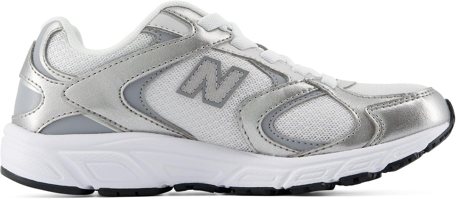 image:imageNew Balance Kids 408 Bungee Lace Casual ShoesSilver MetallicSlate Grey