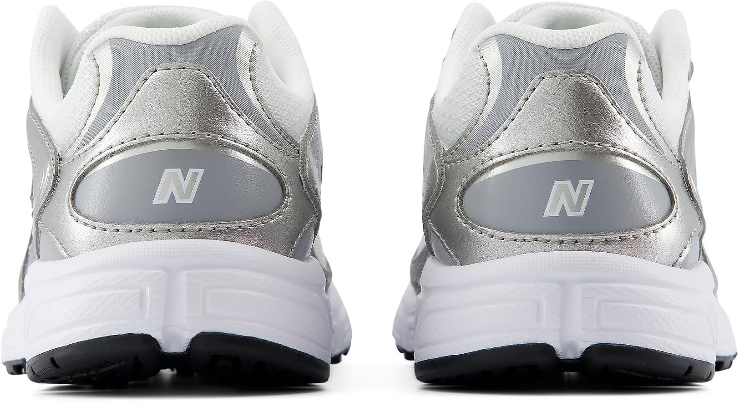 image:imageNew Balance Kids 408 Bungee Lace Casual ShoesSilver MetallicSlate Grey