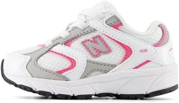 image:imageNew Balance Kids 408 Bungee Lace Casual ShoesWhitePink Satin