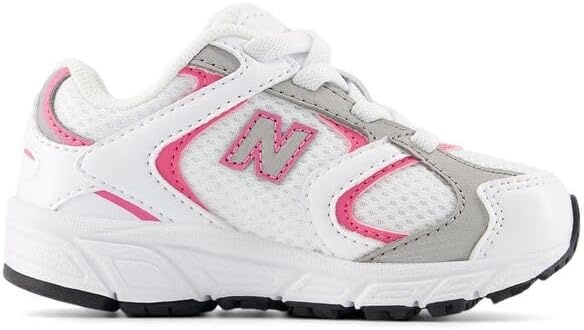 image:imageNew Balance Kids 408 Bungee Lace Casual ShoesWhitePink Satin