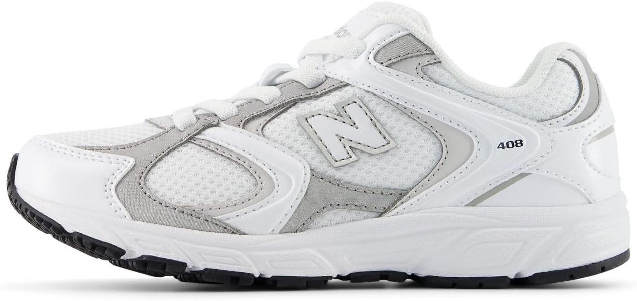 image:imageNew Balance Kids 408 Bungee Lace Casual ShoesWhiteSilver Metallic