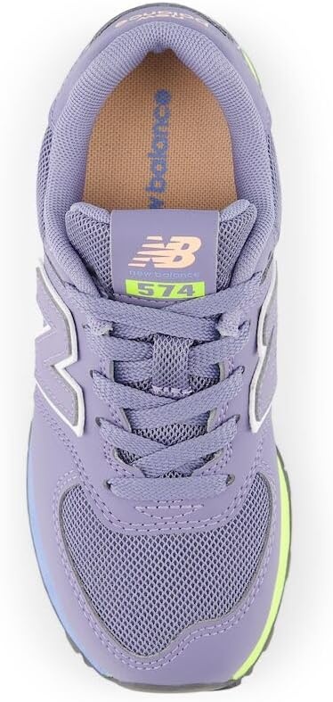 image:imageNew Balance Kids 574 V1 LaceUp SneakersAstral PurpleClear Yellow