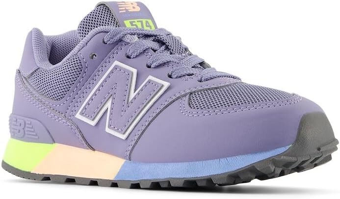 image:imageNew Balance Kids 574 V1 LaceUp SneakersAstral PurpleClear Yellow