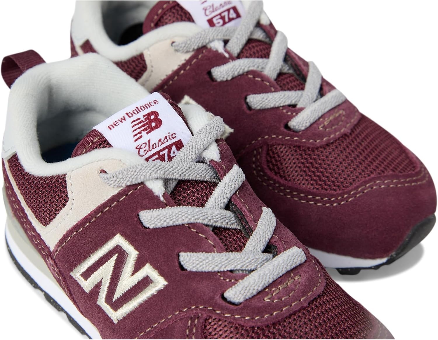 image:imageNew Balance Kids 574 V1 LaceUp SneakersBurgundyWhite