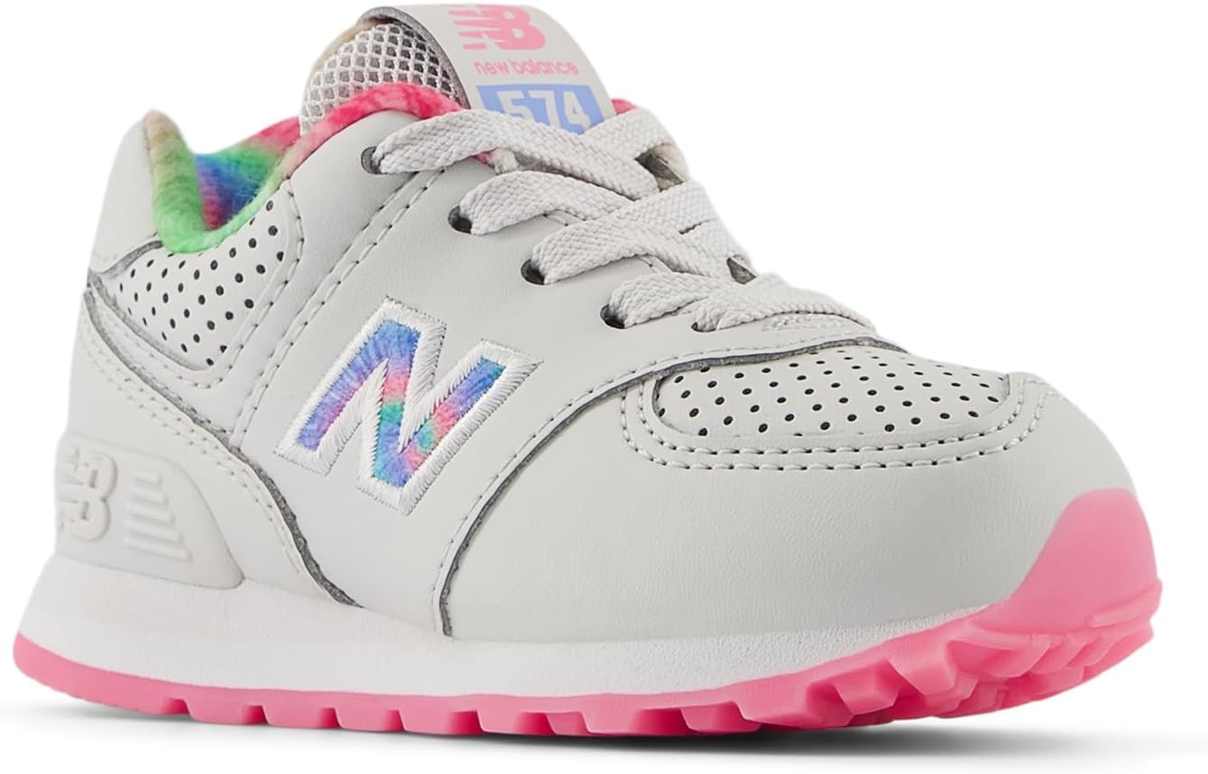 image:imageNew Balance Kids 574 V1 LaceUp SneakersGrey MatterSignal Pink