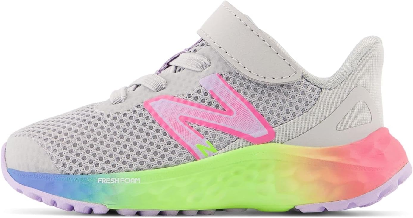 image:imageNew Balance Kids Fresh Foam Arishi V4 Running ShoesLight AluminumCyber LilacNeon Pink