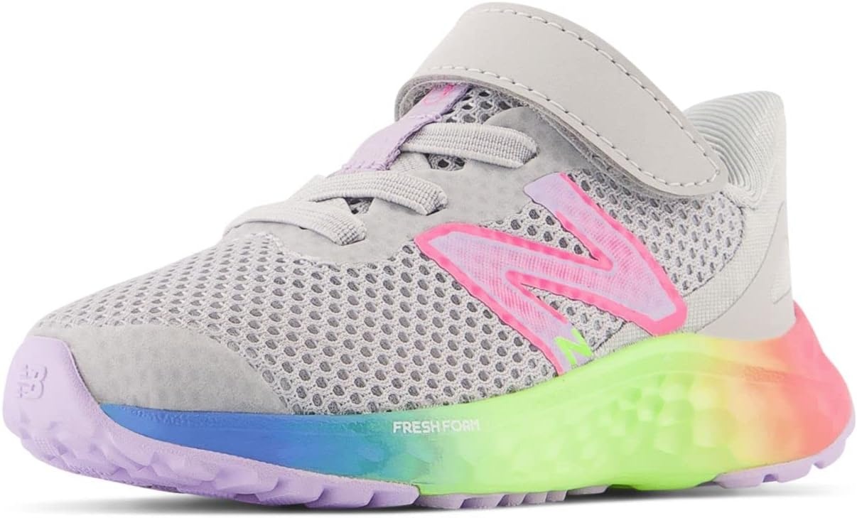 image:imageNew Balance Kids Fresh Foam Arishi V4 Running ShoesLight AluminumCyber LilacNeon Pink