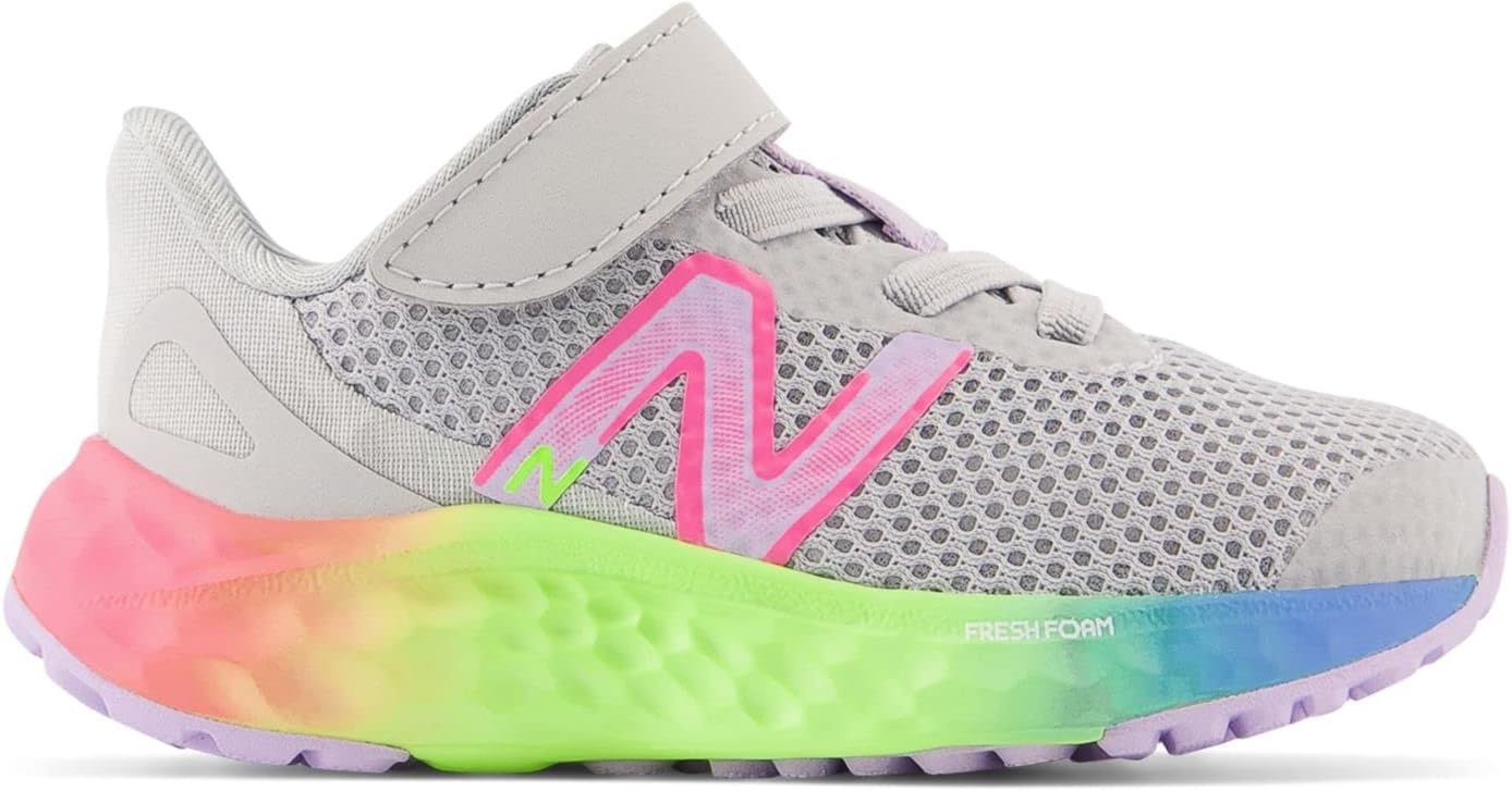 image:imageNew Balance Kids Fresh Foam Arishi V4 Running ShoesLight AluminumCyber LilacNeon Pink