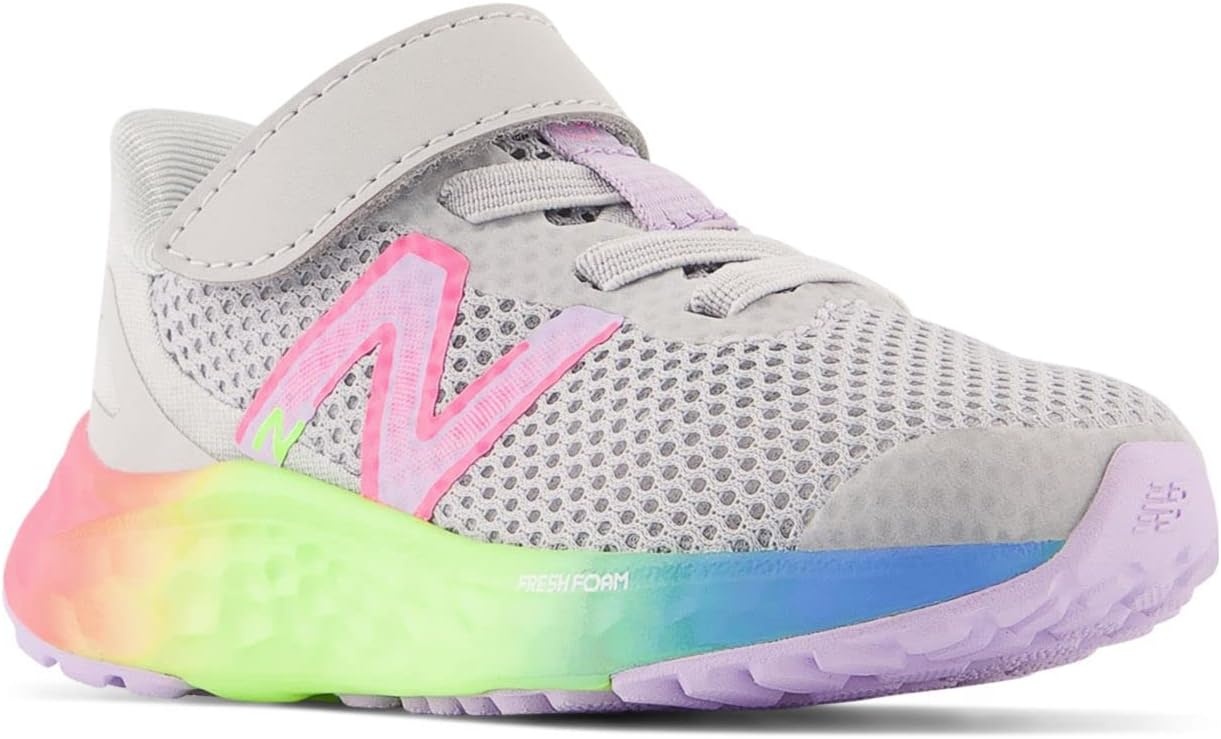 image:imageNew Balance Kids Fresh Foam Arishi V4 Running ShoesLight AluminumCyber LilacNeon Pink