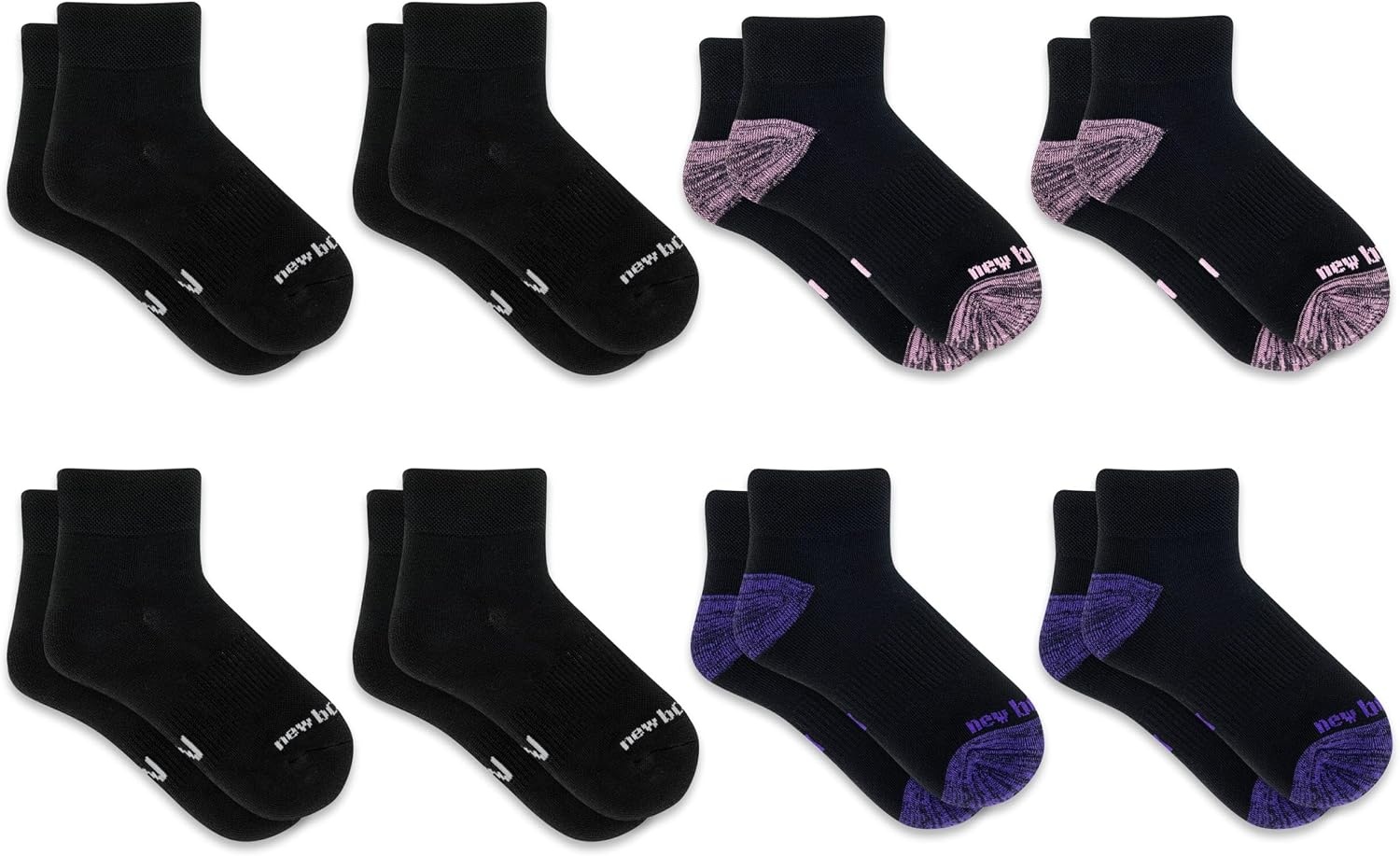 image:imageNew Balance Kids Performance Cushioned Low Cut Socks 8 Pairs Breathable Mesh Arch SupportBlack