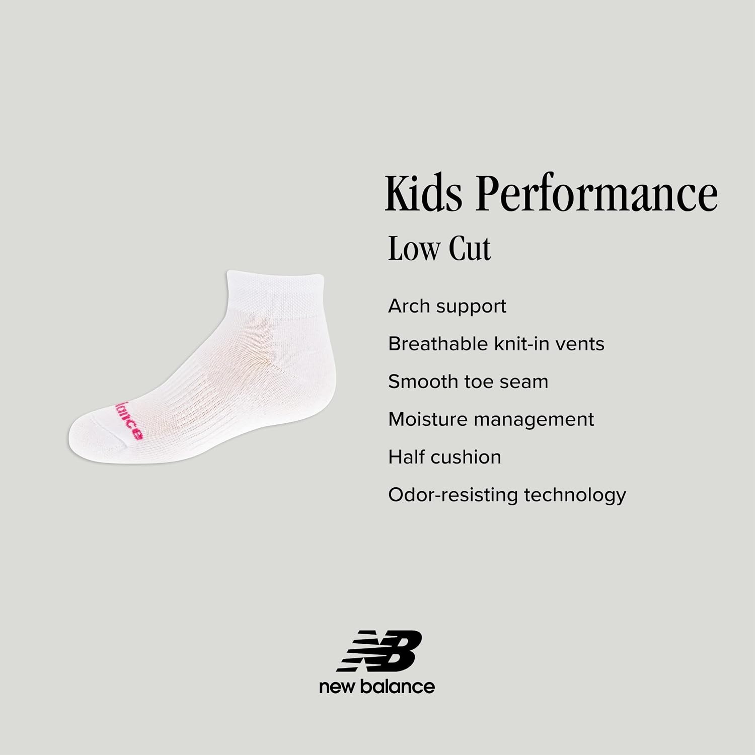image:imageNew Balance Kids Performance Cushioned Low Cut Socks 8 Pairs Breathable Mesh Arch SupportBlack Assorted