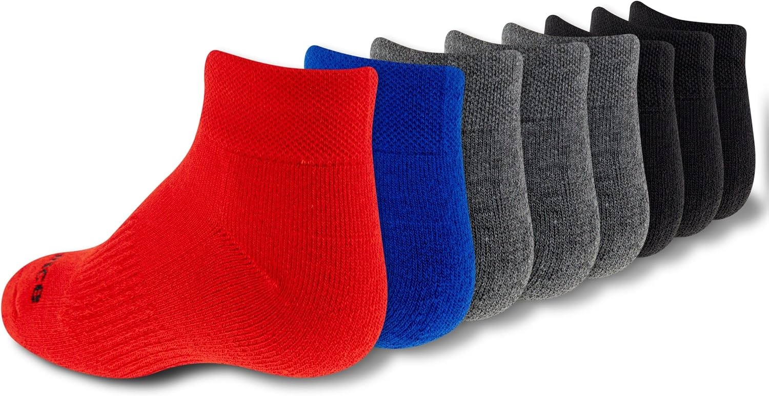 image:imageNew Balance Kids Performance Cushioned Low Cut Socks 8 Pairs Breathable Mesh Arch SupportBlack Assorted