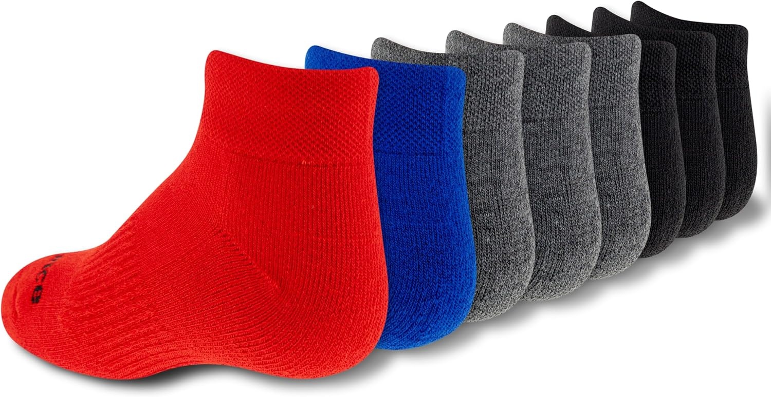 image:imageNew Balance Kids Performance Cushioned Low Cut Socks 8 Pairs Breathable Mesh Arch SupportLegacy Black Assorted