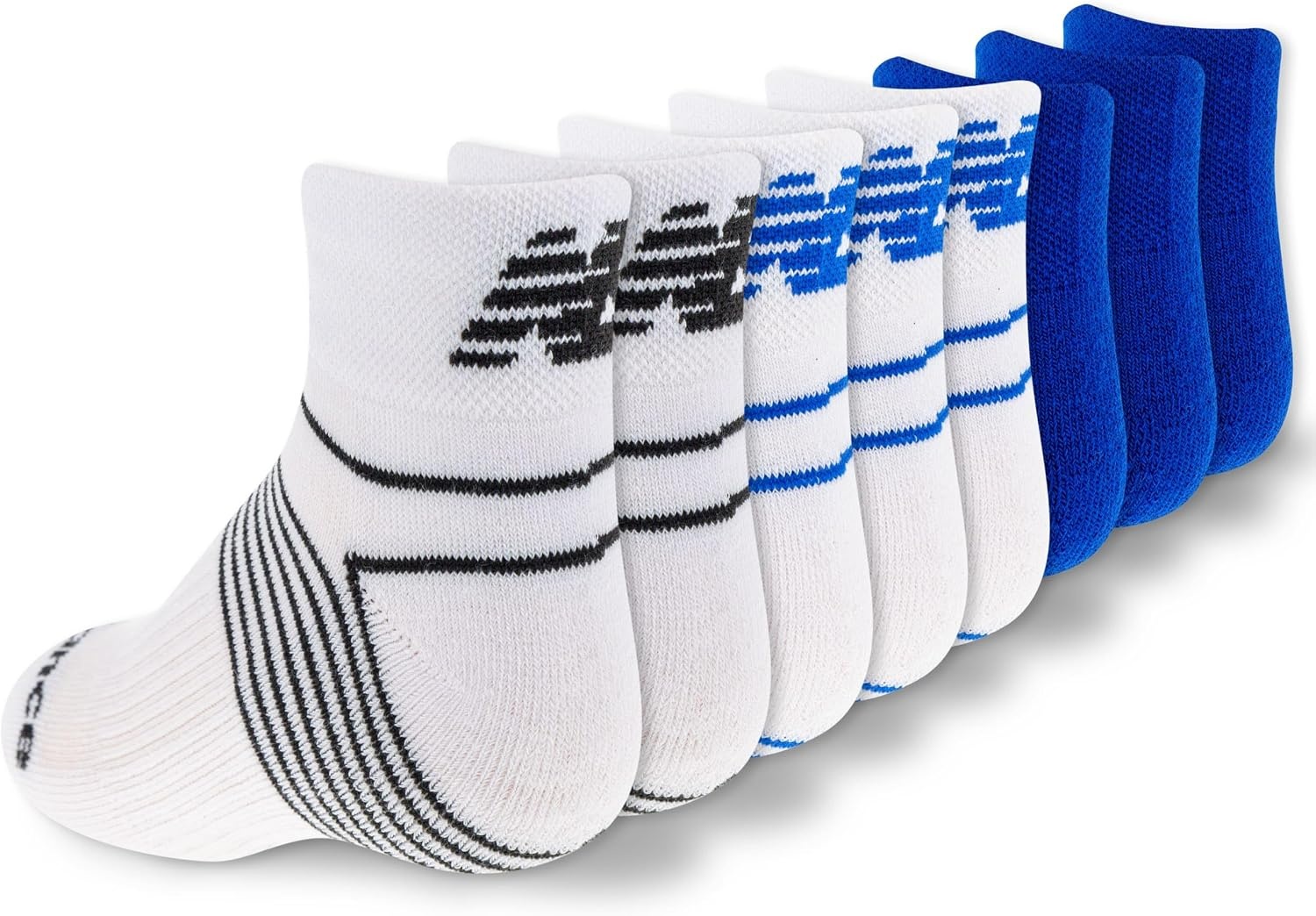 image:imageNew Balance Kids Performance Cushioned Low Cut Socks 8 Pairs Breathable Mesh Arch SupportLegacy WhiteBlue