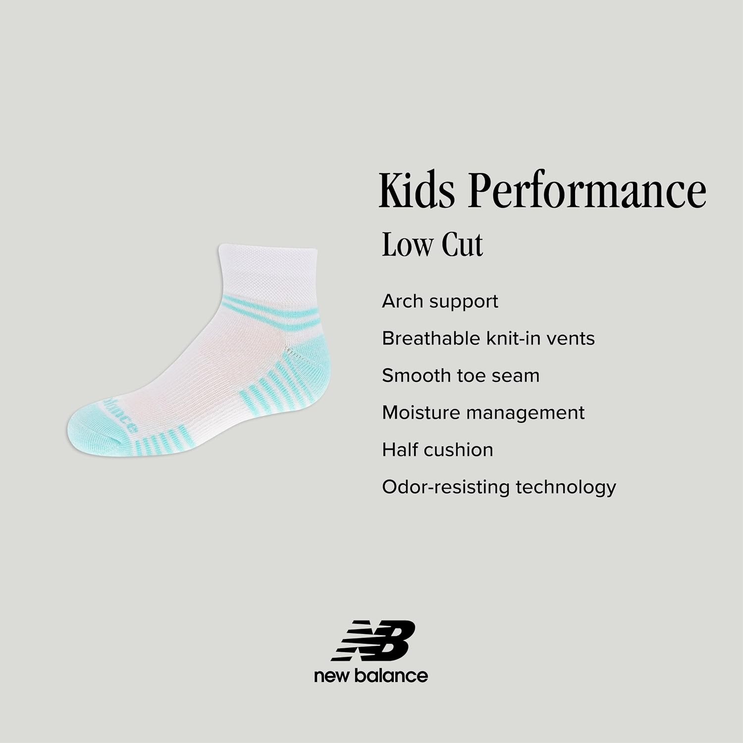 image:imageNew Balance Kids Performance Cushioned Low Cut Socks 8 Pairs Breathable Mesh Arch SupportWhite