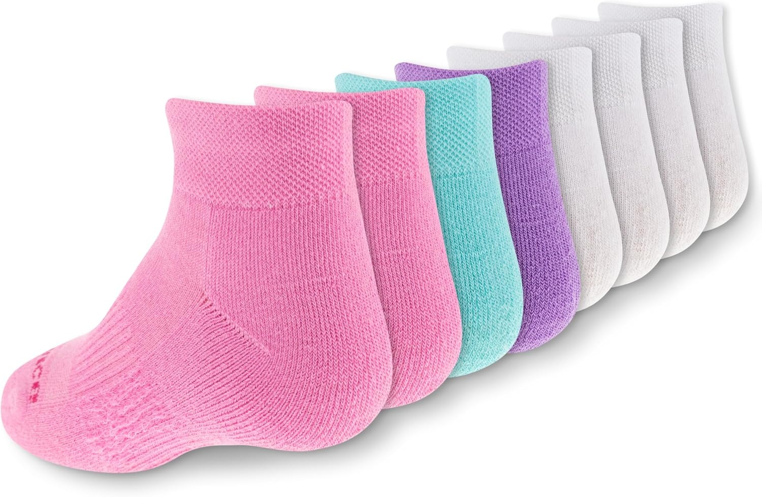 image:imageNew Balance Kids Performance Cushioned Low Cut Socks 8 Pairs Breathable Mesh Arch SupportWhitePastel