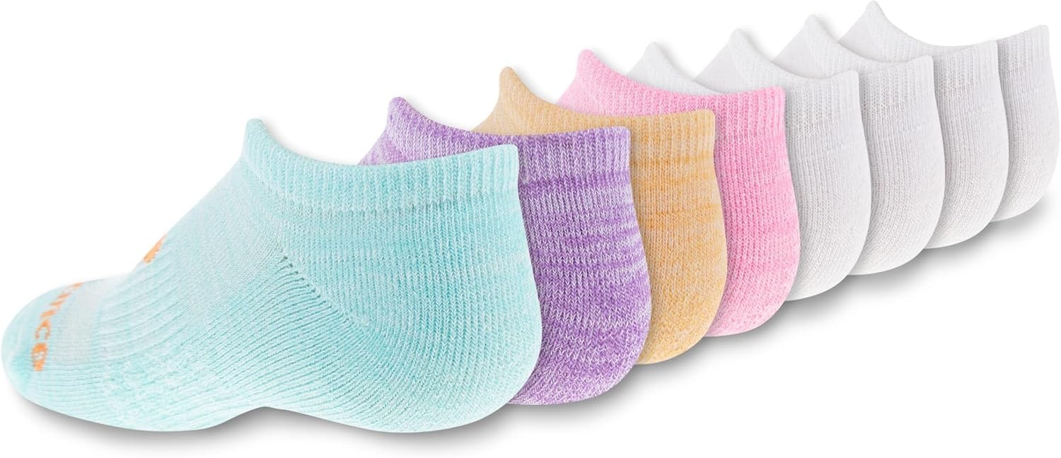image:imageNew Balance Kids Performance Cushioned No Show Socks 8 Pairs Breathable Mesh Arch SupportWhitePastel