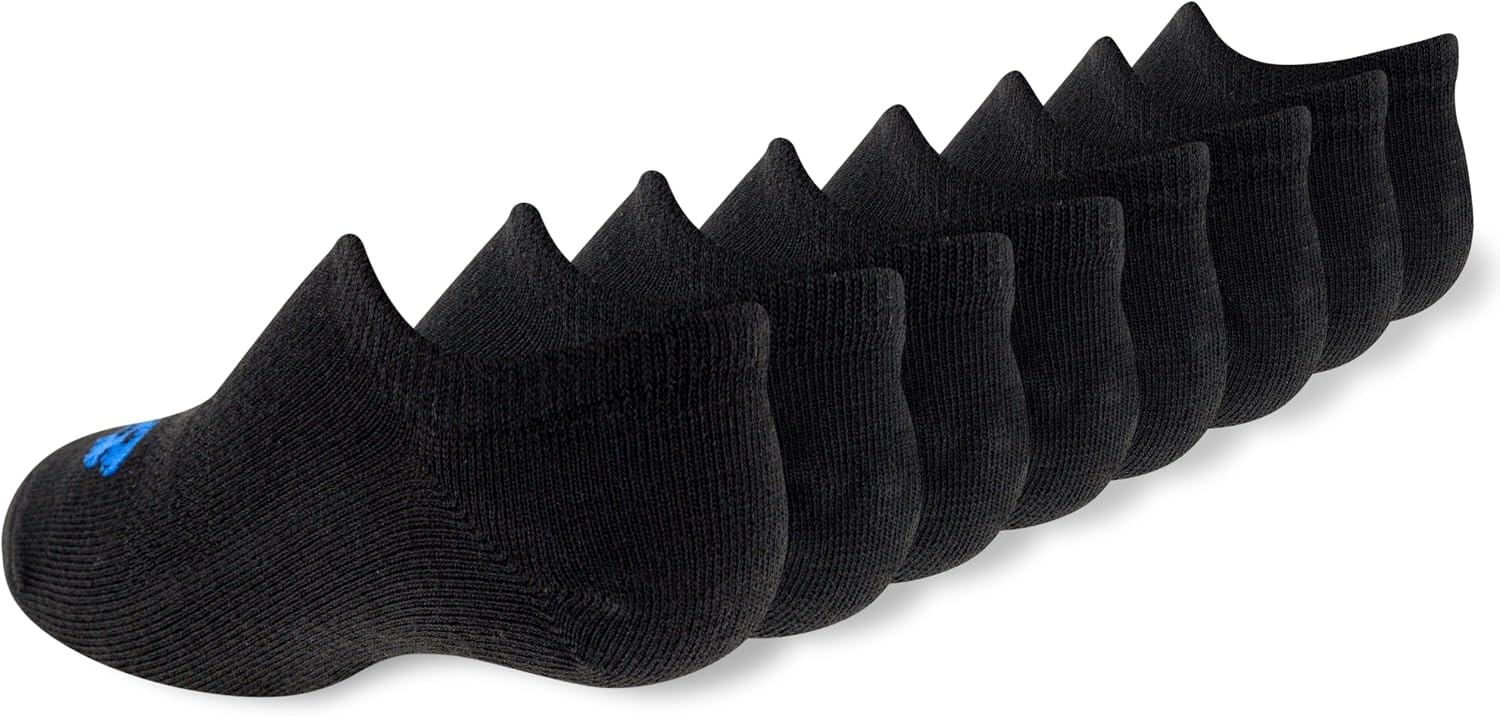 image:imageNew Balance Kids Performance Liner Socks 8 Pairs Breathable Half Cushion amp Arch SupportLegacy Black RedBlue Logo