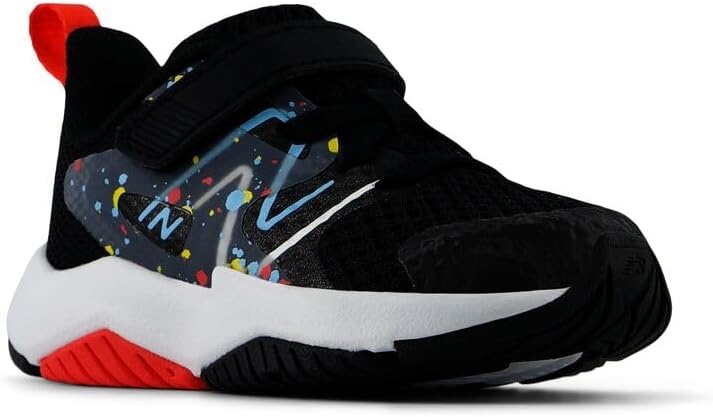 image:imageNew Balance Kids Rave Run V2 Hook and Loop Road Running ShoesBlackBlast RedTeam Sky Blue