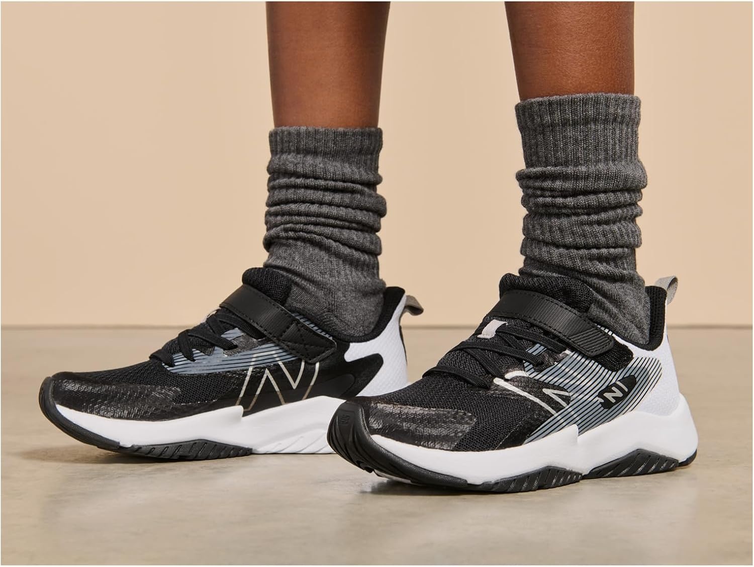 image:imageNew Balance Kids Rave Run V2 Hook and Loop Road Running ShoesBlackWhite