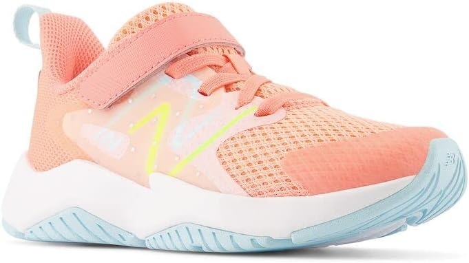 image:imageNew Balance Kids Rave Run V2 Hook and Loop Road Running ShoesGrapefruitBleach BlueHilite