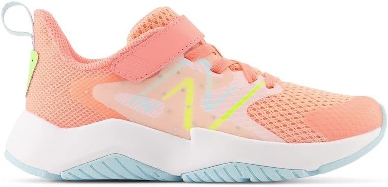 image:imageNew Balance Kids Rave Run V2 Hook and Loop Road Running ShoesGrapefruitBleach BlueHilite