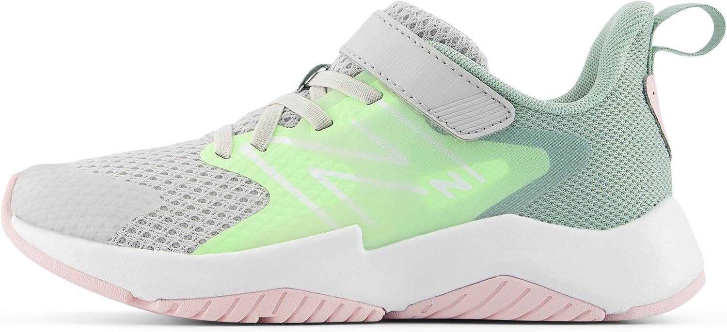 image:imageNew Balance Kids Rave Run V2 Hook and Loop Road Running ShoesGrey MatterMint FlashMosaic Green