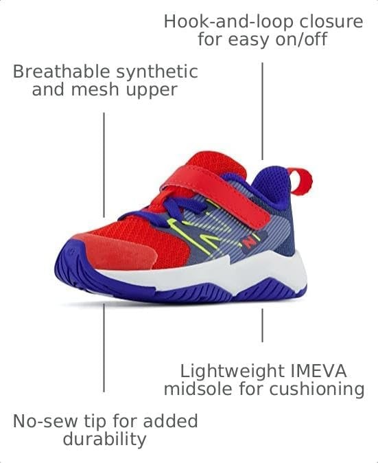 image:imageNew Balance Kids Rave Run V2 Hook and Loop Road Running ShoesNeo FlameLemonadeMoon Shadow