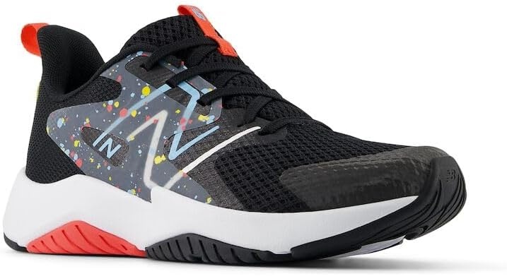 image:imageNew Balance Kids Rave Run V2 LaceUp Running ShoesBlackBlast RedTeam Sky Blue