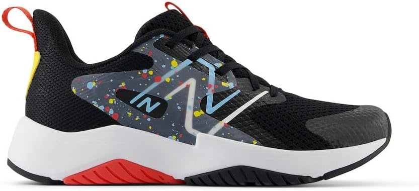 image:imageNew Balance Kids Rave Run V2 LaceUp Running ShoesBlackBlast RedTeam Sky Blue
