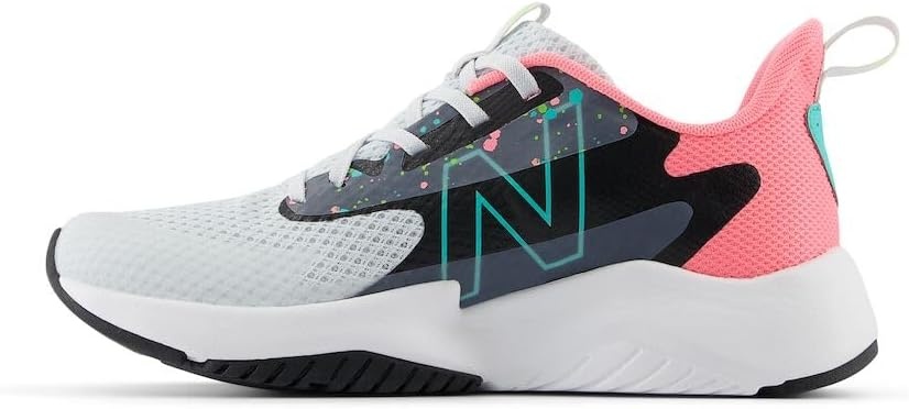 image:imageNew Balance Kids Rave Run V2 LaceUp Running ShoesQuartz GreyUltra PinkCyber Jade