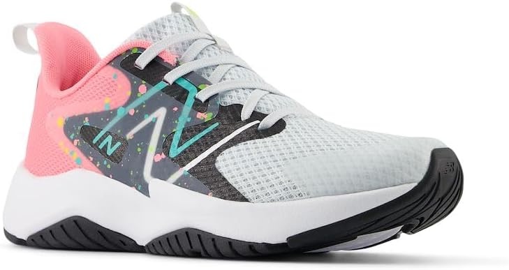 image:imageNew Balance Kids Rave Run V2 LaceUp Running ShoesQuartz GreyUltra PinkCyber Jade