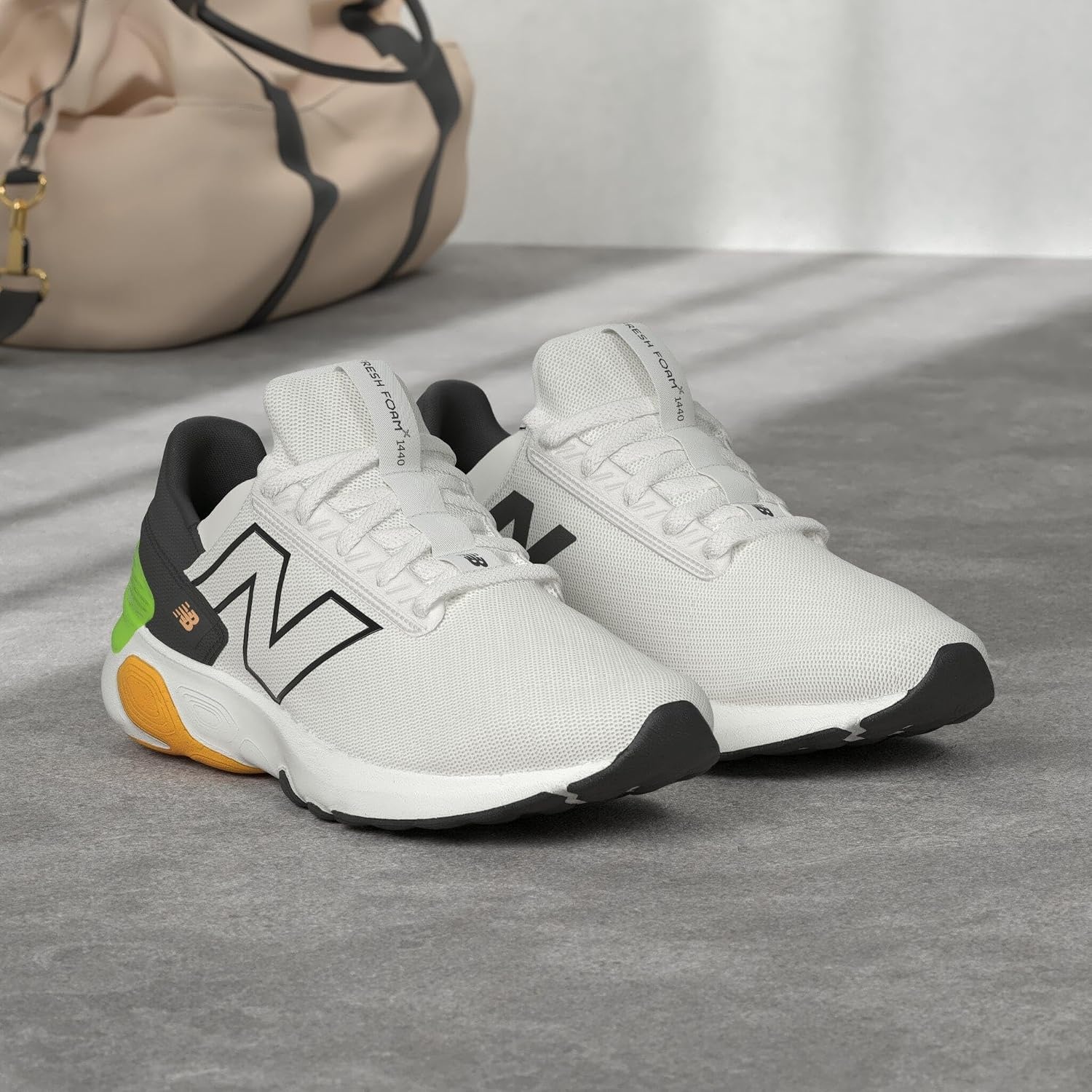 image:imageNew Balance Mens Fresh Foam X 1440 V1 Road Running ShoesWhiteGraniteBleached Lime Glo