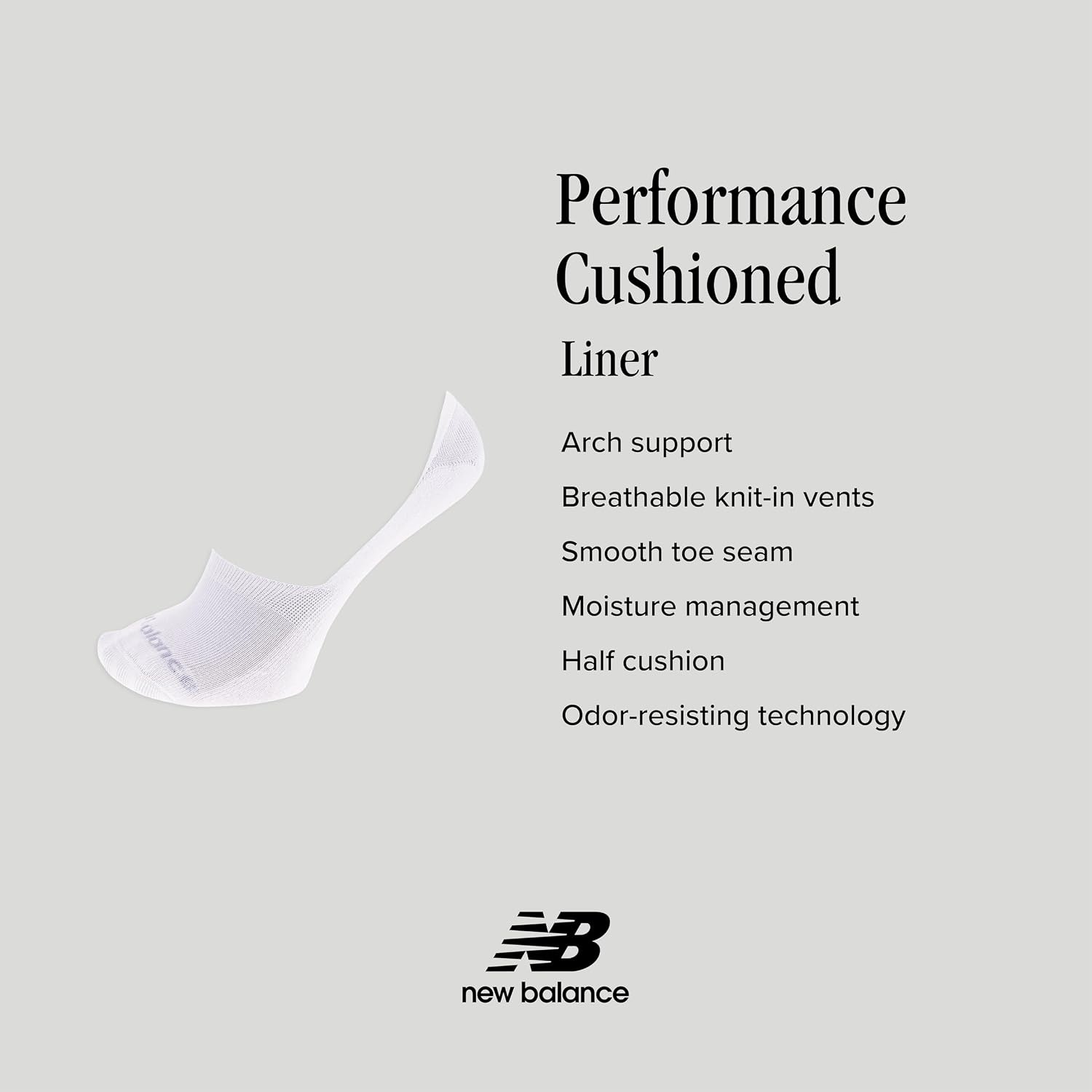 image:imageNew Balance Mens and Womens Performance Cushioned Liner Socks 6 amp 12 Pairs Moisture WickingGrey Assorted 6 Pairs
