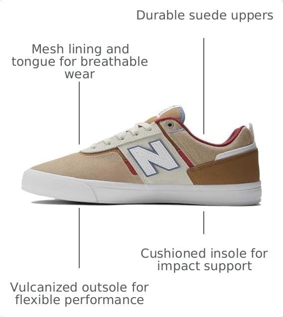 image:imageNew Balance Unisex Adult Numeric 306 V1 Skateboarding ShoesTanRed