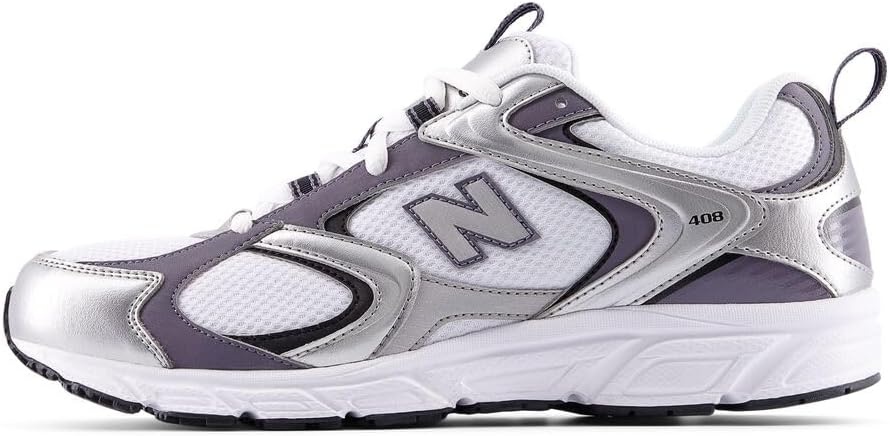 image:imageNew Balance UnisexAdult 408 SneakerWhiteSilver MetallicNeptune Grey