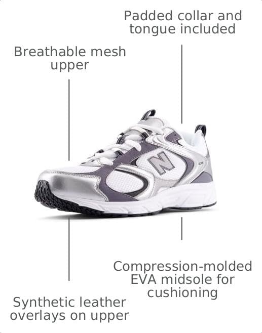 image:imageNew Balance UnisexAdult 408 SneakerWhiteSilver MetallicNeptune Grey