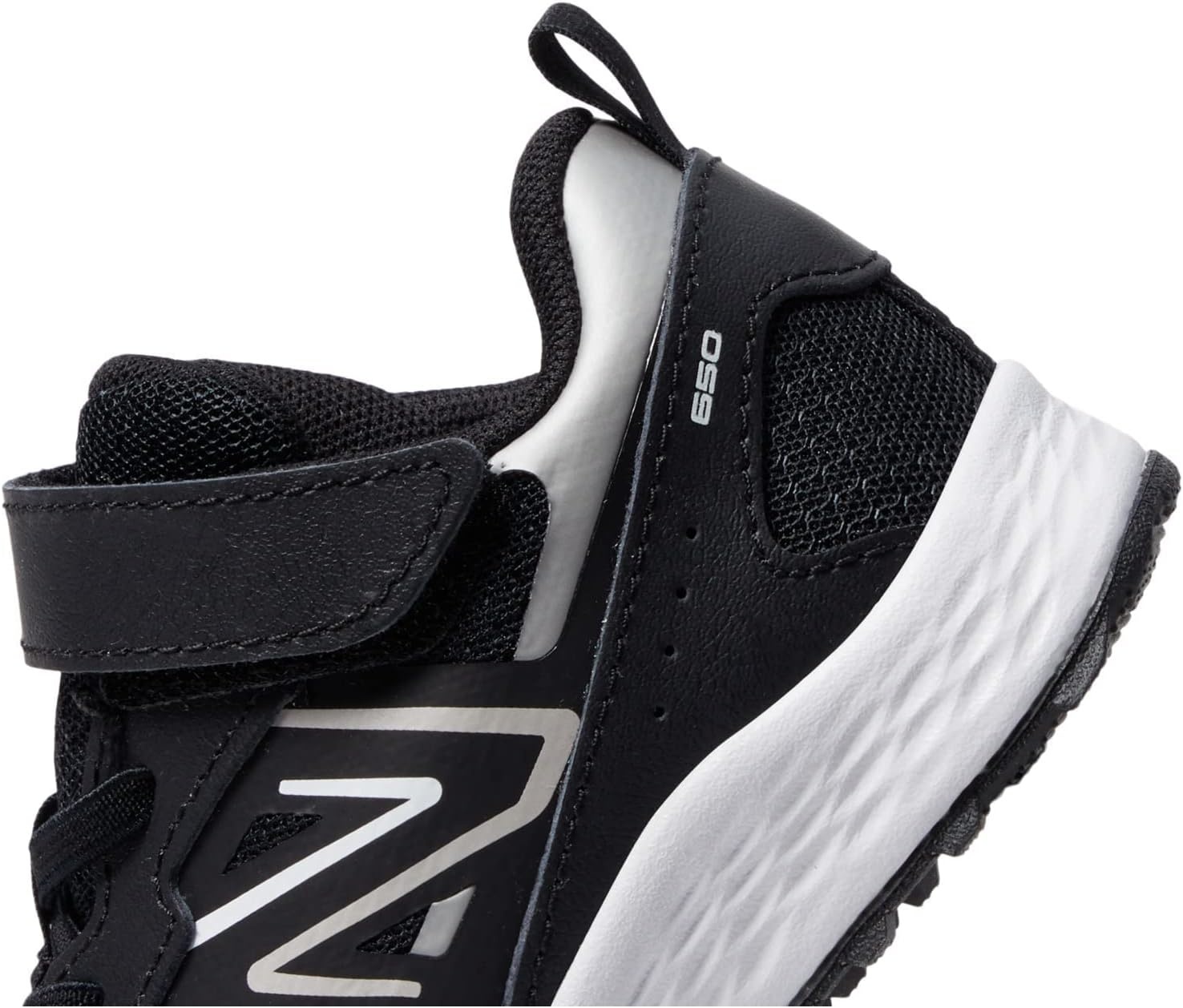 image:imageNew Balance UnisexChild Kids Fresh Foam 650 V1 Bungee Lace with Top Strap Running ShoesBlackMetallic SilverWhite