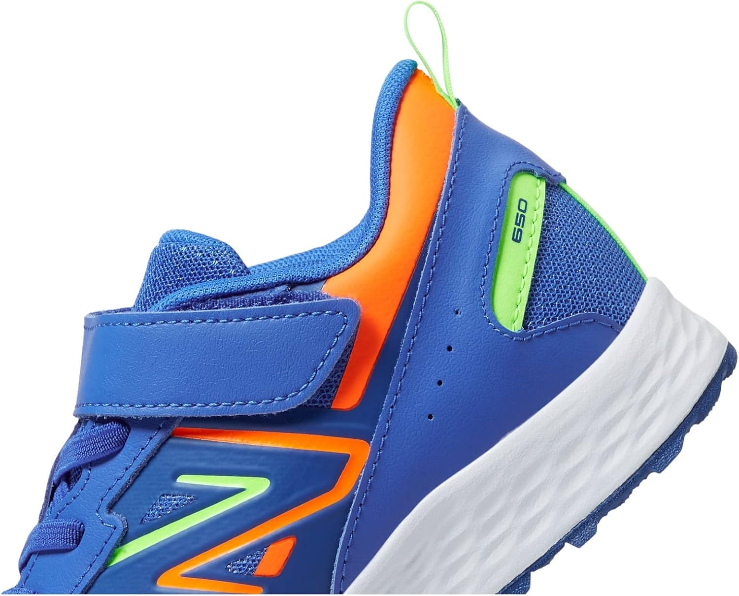 image:imageNew Balance UnisexChild Kids Fresh Foam 650 V1 Bungee Lace with Top Strap Running ShoesCobaltPixel GreenBlaze Orange