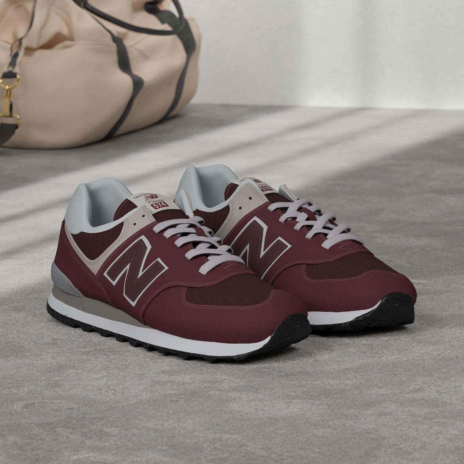 image:imageNew Balance Womens 574 Core Sneaker Casual ShoesBurgundywhite