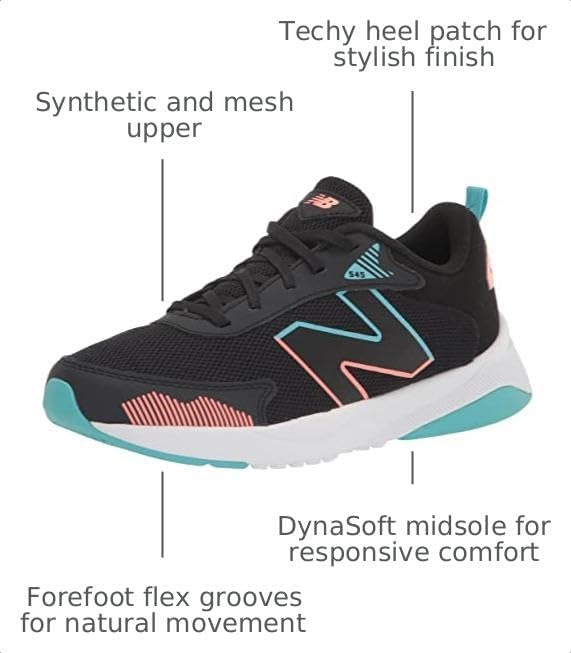 image:imageNew Balance unisexchild 545 V1 LaceupBlackGrapefruitSummer Aqua