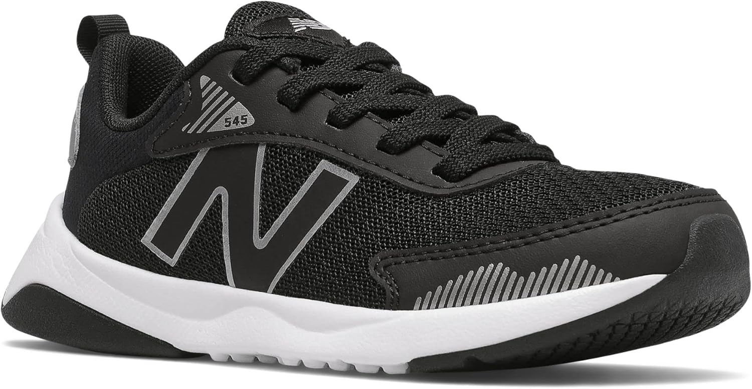 image:imageNew Balance unisexchild 545 V1 LaceupBlackWhiteSilver Metallic