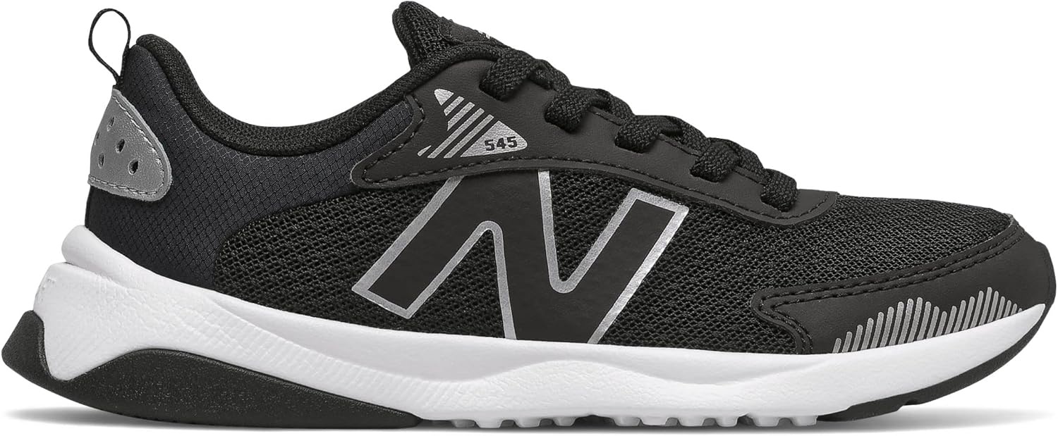 image:imageNew Balance unisexchild 545 V1 LaceupBlackWhiteSilver Metallic