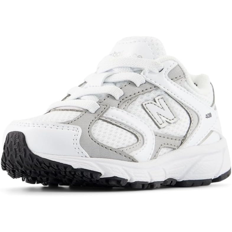 image:imageNew Balance Kids 408 Bungee Lace Casual ShoesNb 103 WhiteSilver Metallic